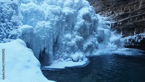 The frozen waterfall in Johnston Canyon