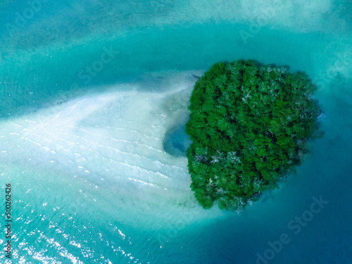 Tropical island from the sky