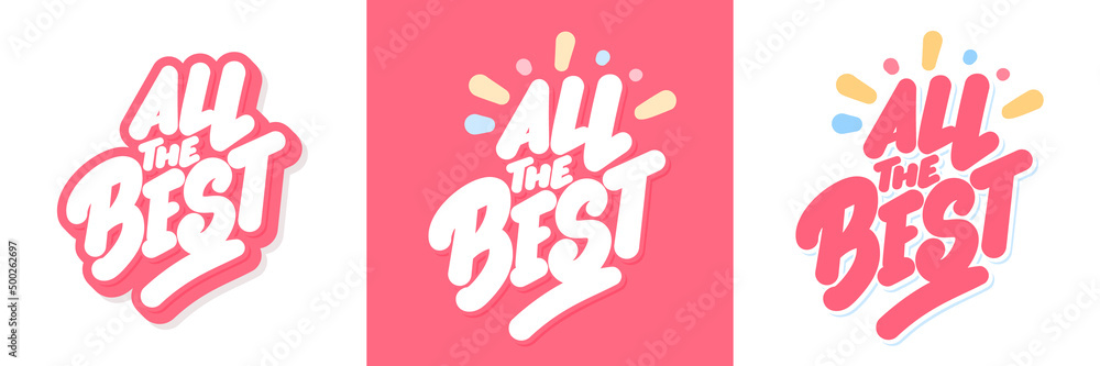 All the best. Farewell card. Vector handwritten lettering set. All the best. Farewell card. Vector handwritten lettering set.