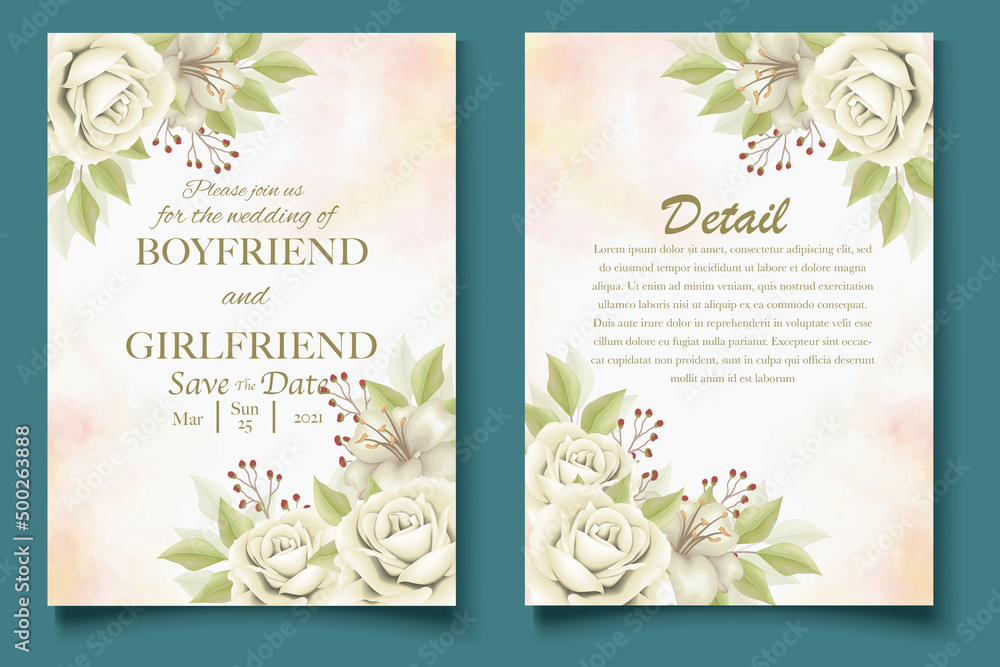 Elegant floral template wedding card