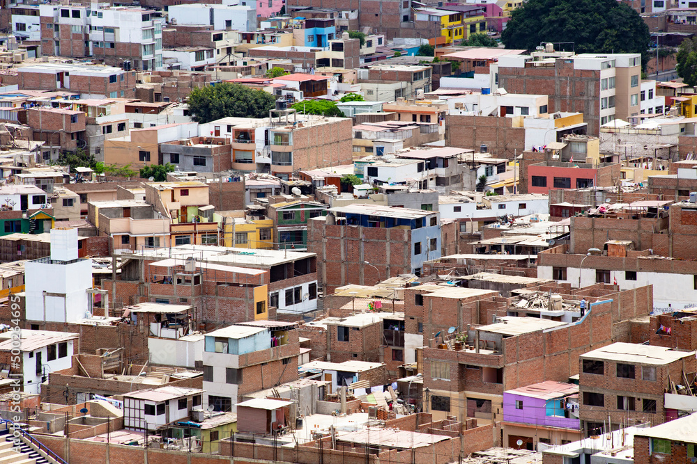 View of Lima slums from the Mount Morro Solar, Lima, Peru