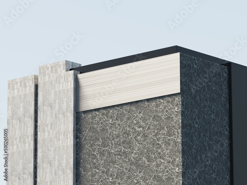 Office building mockup template with clear sky