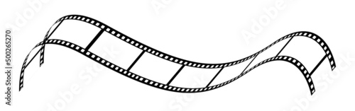 35mm film strip vector design with 10 frames isolated on white background. Black film reel symbol illustration to use in photography, television, cinema, photo frame, advertising. 