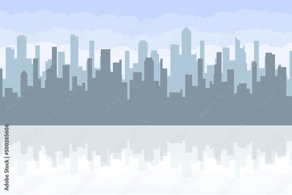 Fototapeta premium The old town against the backdrop of the metropolis. City landscape. Illustration of the old city against the backdrop of skyscrapers. Vector illustration.