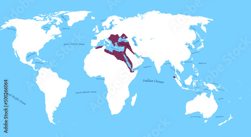 Ottoman Empire Suleiman the Magnificent the largest borders with all world and sea,ocean names