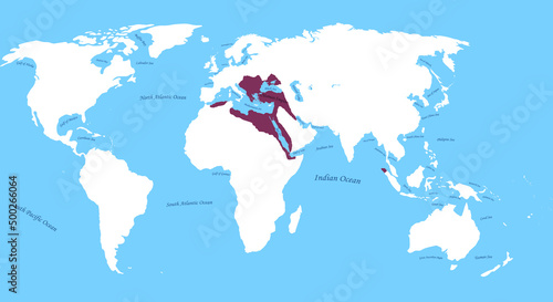 Ottoman Empire Suleiman the Magnificent the largest borders with all world and sea,ocean names photo