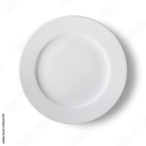 White dinner plate on white with clipping path to remove shadow