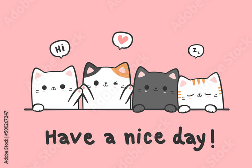 cute kitty cat greeting cartoon