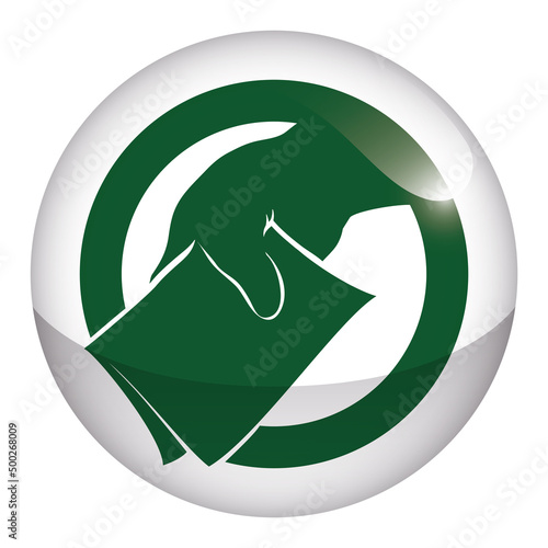 Electoral round pin with hand and vote promoting suffrage, Vector illustration