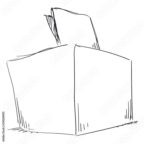 Sketch of electoral ballot box with vote, Vector illustration