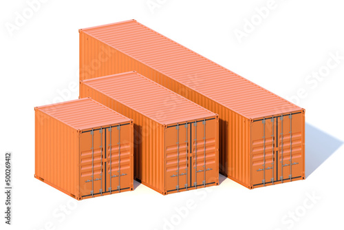 Brown ship cargo containers 10 20 and 40 feet 3D illustration photo