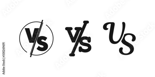 Versus battle emblem. Vs duel vector fight challenge.