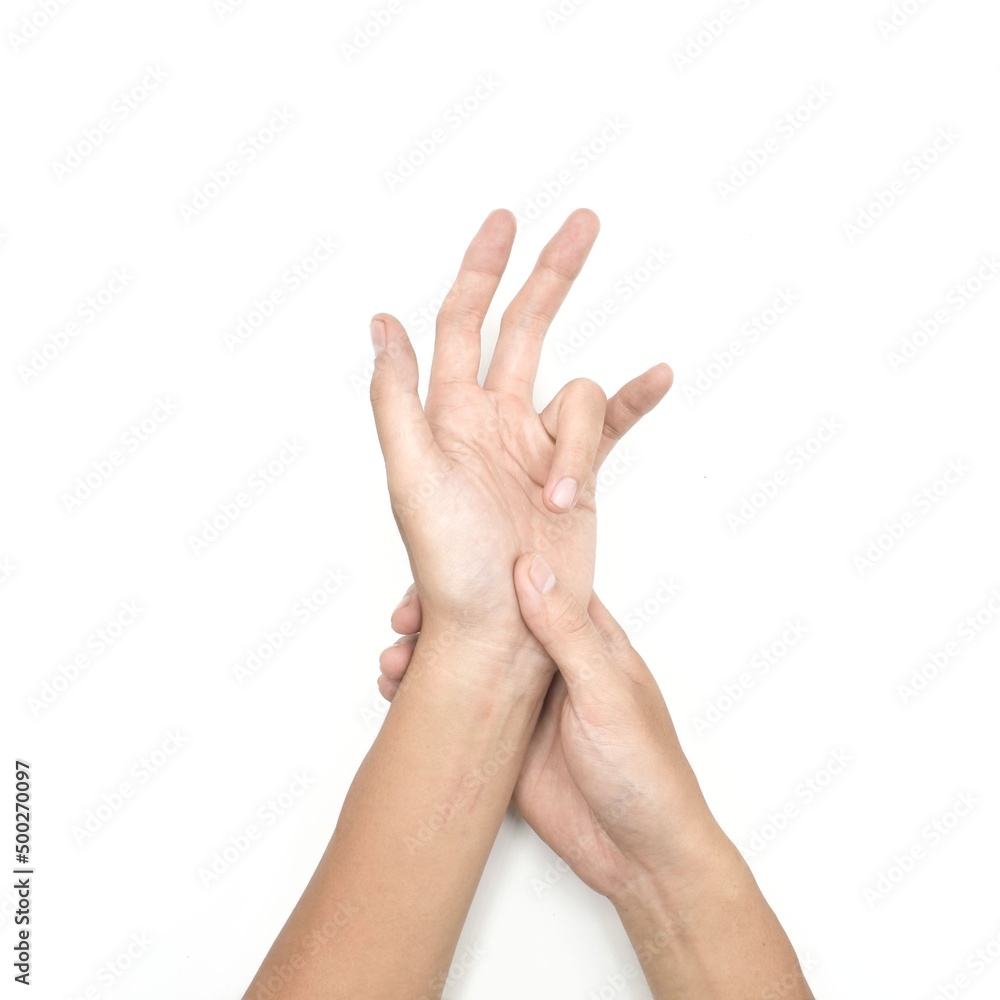 Flexor tendon pain in Asian young man. Tendons injury. Flexor tendon pain in Asian young man. Tendons injury.