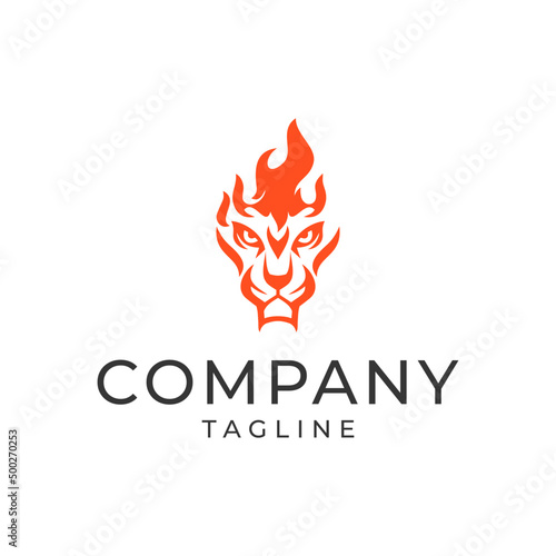 Abstract Beast Animal Lion Head and tiger Fire Flame Logo Icon vector Illustration