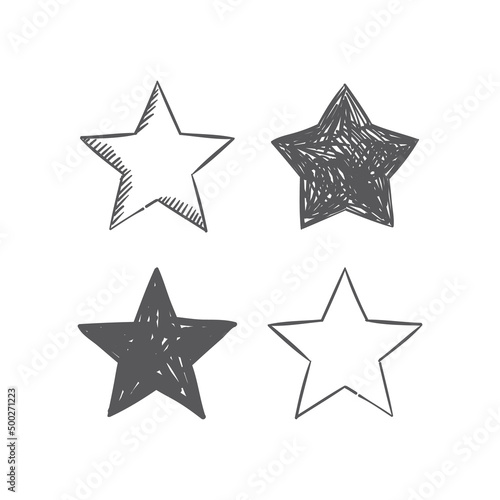 Star doodle collection. Hand drawn stars.