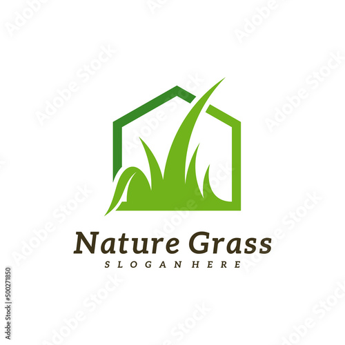 Grass Home logo design vector, Creative Grass logo design Template Illustration