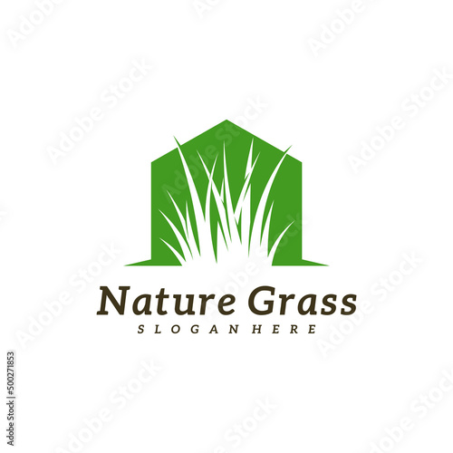 Grass Home logo design vector, Creative Grass logo design Template Illustration
