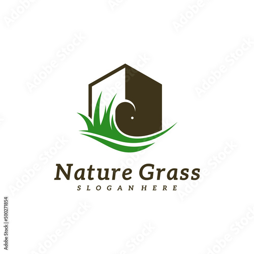 Grass Home logo design vector, Creative Grass logo design Template Illustration
