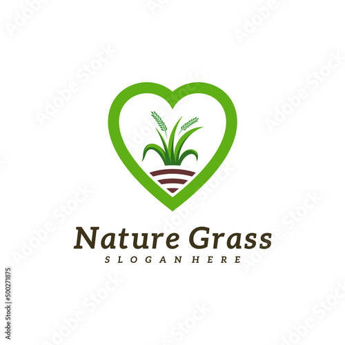 Love Grass logo design vector, Creative Grass logo design Template Illustration
