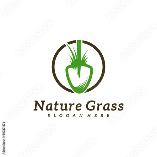 Gardening logo design vector, Creative Grass logo design Template Illustration