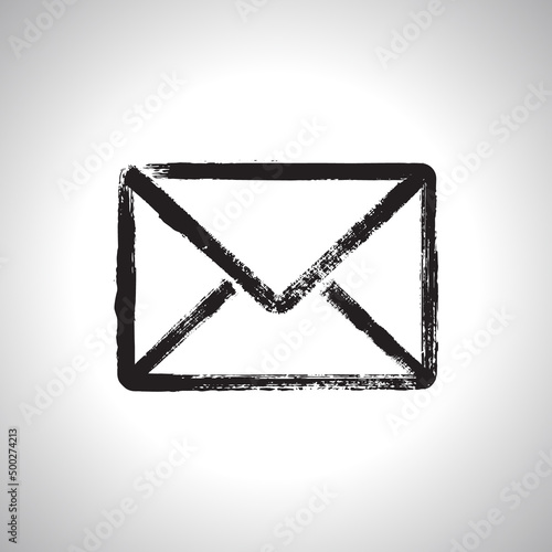 Painted email envelope web icon vector design. Isolated black email envelope