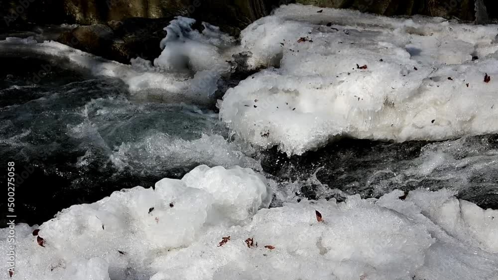 ice banks of stream during winter ice banks of stream during winter