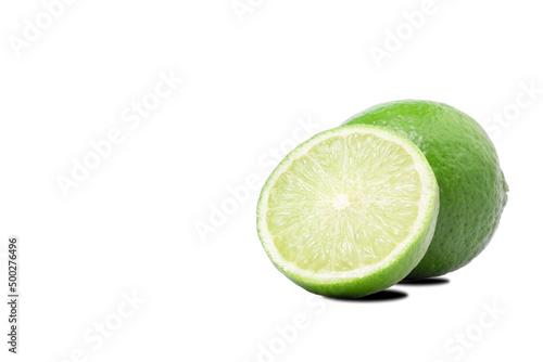 lime in isolated.Green lemon.Lemon isolated on white background with clipping path.copy space.