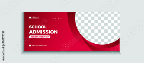 Back to school admission web banner or social media template Vector