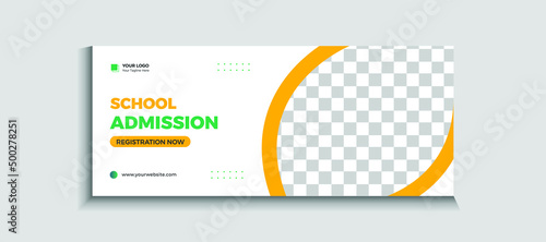 Back to school admission web banner or social media template Vector