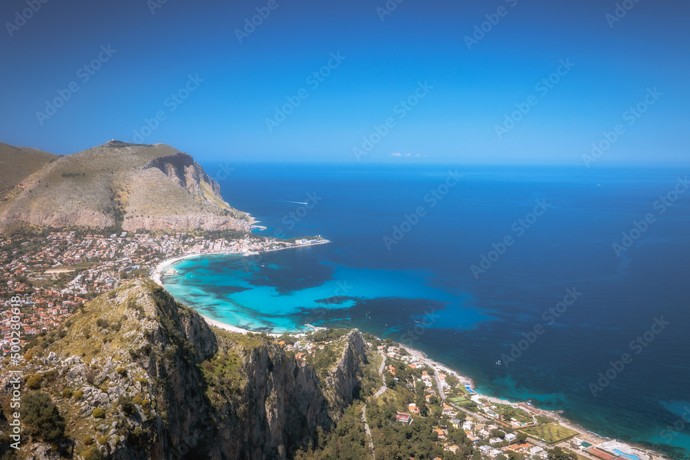Monte Pellegrino Sicilian Coastal Hills in spring Italy in Europe near Palermo