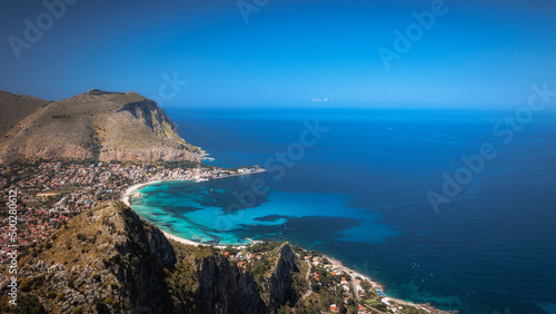 Fototapeta Naklejka Na Ścianę i Meble -  Monte Pellegrino Sicilian Coastal Hills in spring Italy in Europe near Palermo