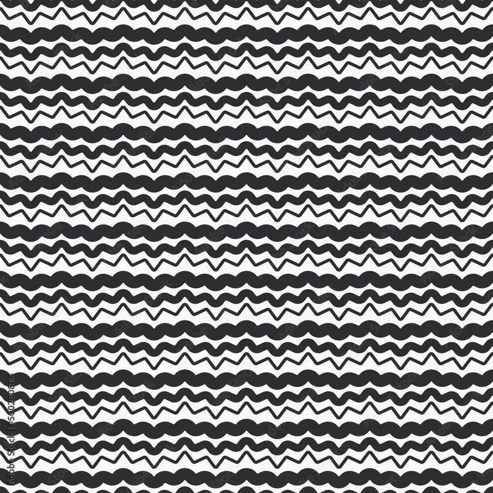 Black horizontal stripes that alternate with each other in a seamless pattern. Vector