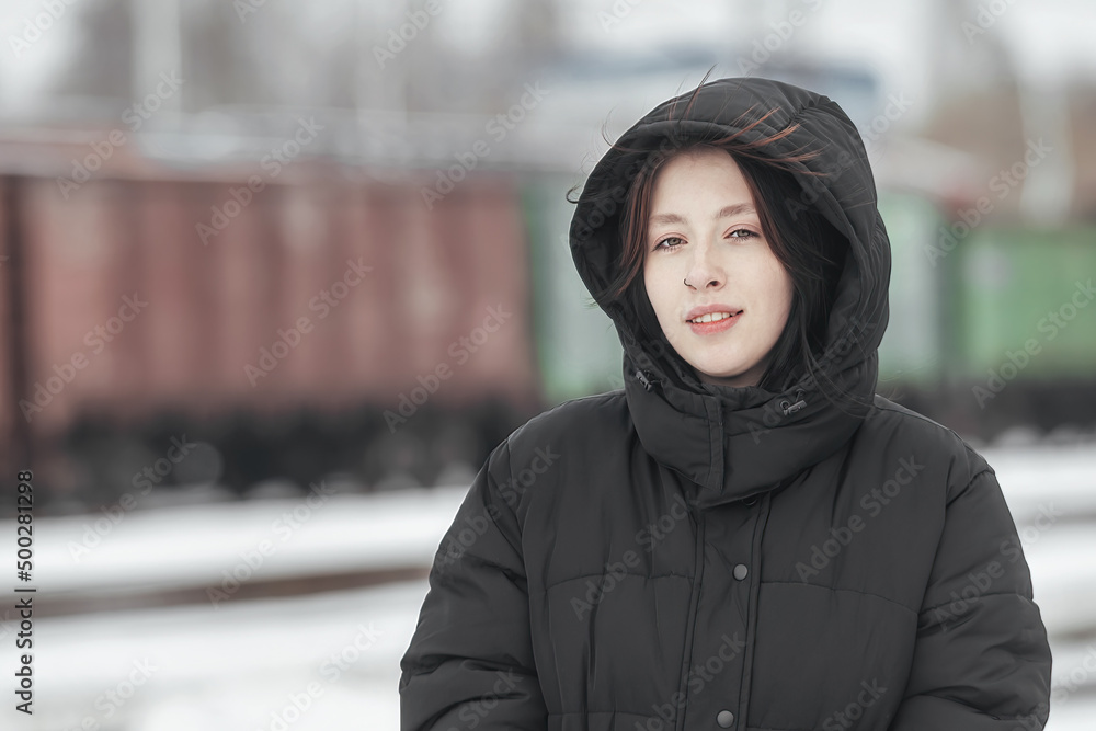 Portrait of a beautiful young woman in the winter season Portrait of a beautiful young woman in the winter season