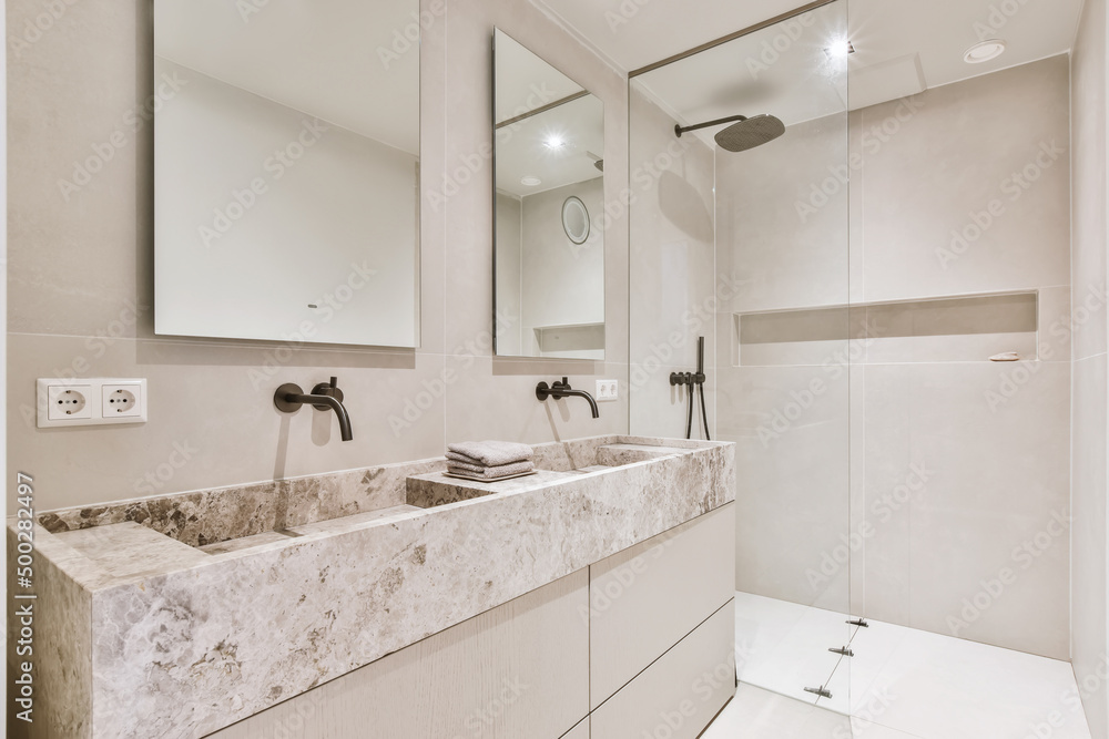 Interior of bathroom with sinks Interior of bathroom with sinks