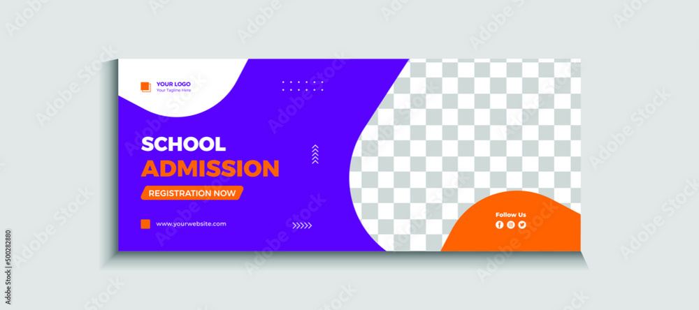 Kids school Back to school admission web banner or social media template Vector Kids school Back to school admission web banner or social media template Vector