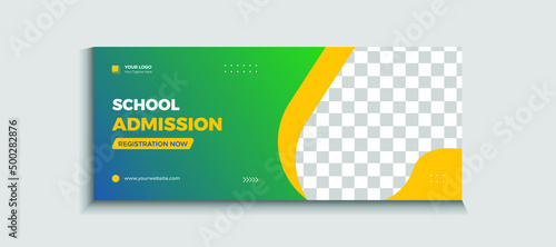 School admission web banner and social media post template Vector