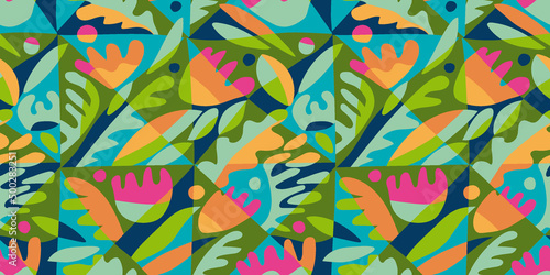 Vivid color tropical seamless pattern for textile and other surface design