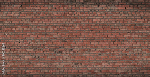 Brick wall, wide panorama of masonry