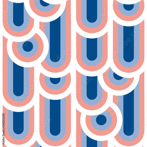 Summer yachting vibes blue and rosy seamless pattern