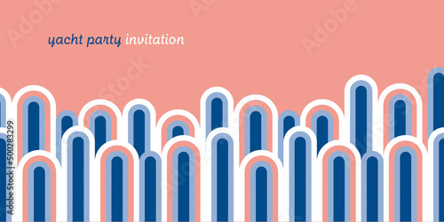 Blue and rosy stripes and circular arches header