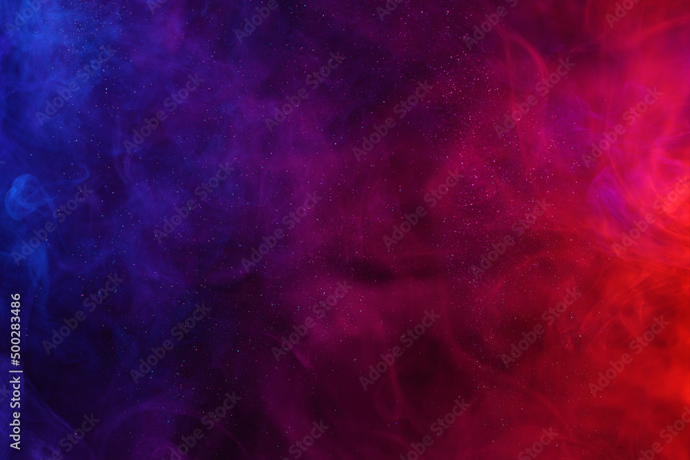 Colorful smoke clouds and shiny glitter abstract background