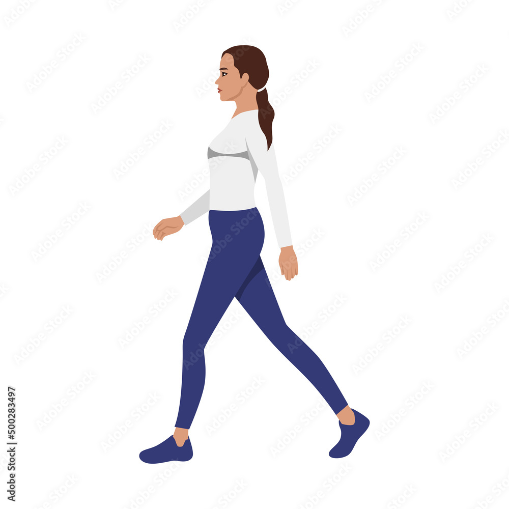 Concept illustration vector graphic design of a woman walking for cardio training. Vector design