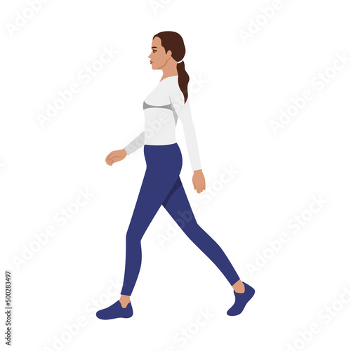 Concept illustration vector graphic design of a woman walking for cardio training. Vector design