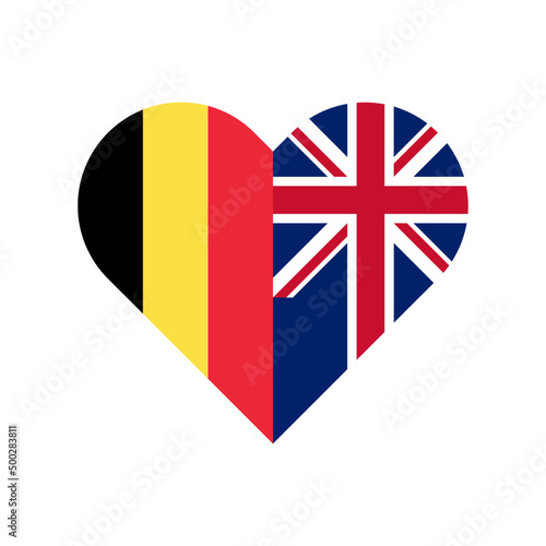 heart shape icon of belgium and united kingdom flags. vector illustration isolated on white background