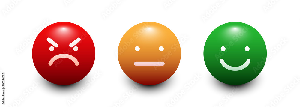 Rating scale or pain scale in the form of emoticons. From red to green smiley. Vector 3d clipart isolated on white background. Rating scale or pain scale in the form of emoticons. From red to green smiley. Vector 3d clipart isolated on white background.