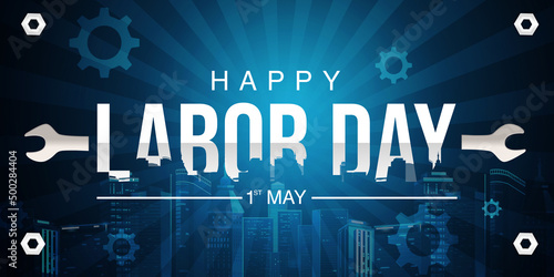 Labor Day Celebration Around the globe abstract background with typography and tool in the backdrop
