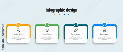 Infographic design for business concept. Can be used for info graphics, flow charts, presentations, web sites, banners, label template with icons. 4 options or steps.
