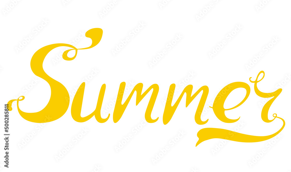 Lettering summer vector yellow illustration element. Lettering summer vector yellow illustration element.