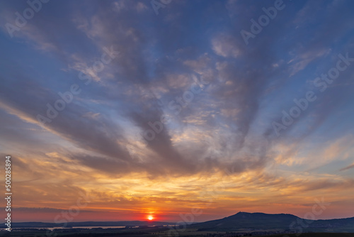 Sunrise in vineyards under Palava  Southern Moravia  Czech Republic