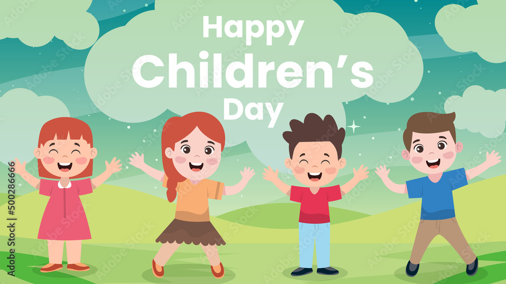 Happy Children's Day Kids Hand Drawn Background Vector Illustration Happy Children's Day Kids Hand Drawn Background Vector Illustration